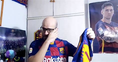 VIDEO Fan del Barcelona llora de alegría al saber que Messi se queda