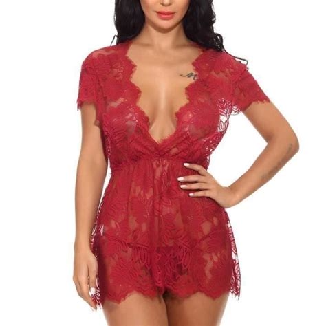 Huixin Nuisette Sexy Femme Noeud De Papillon Dshabill Lingerie Robe Dentelle Sexy Pyjama