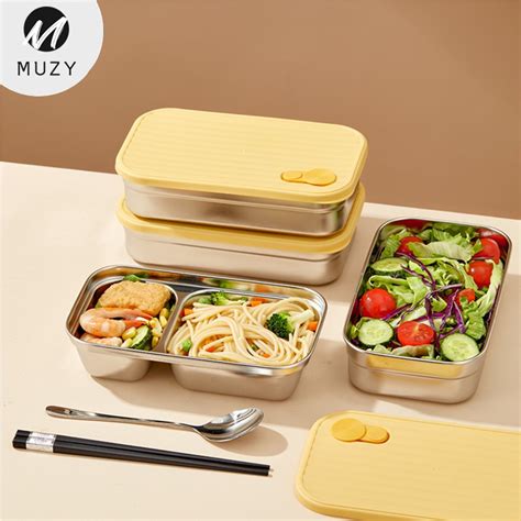 jual muzy kotak makanan lunch box stainless sus tebal  sekat tutup