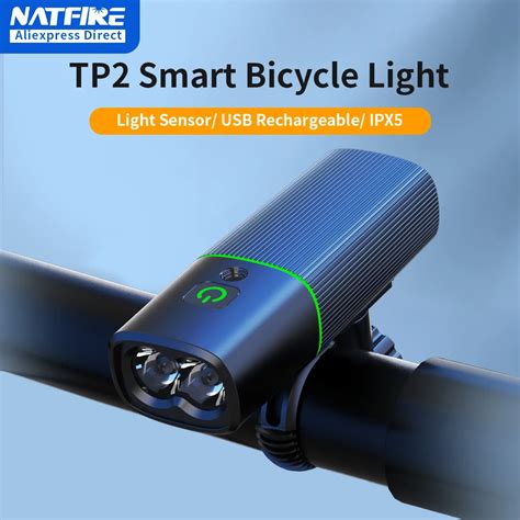 NATFIRE TP2 Bicycle Light With Light Sensor USB Rechargeable LED