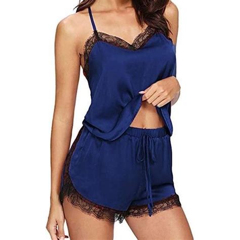 Nuisette Sexy Femme Lingerie En Dentelle Bleu Roi Bleu Roi Cdiscount Pr T Porter