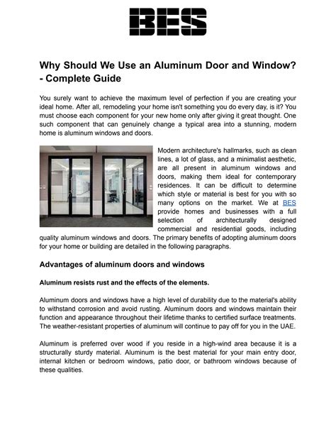 Why Should We Use An Aluminum Door And Window Complete Guide By