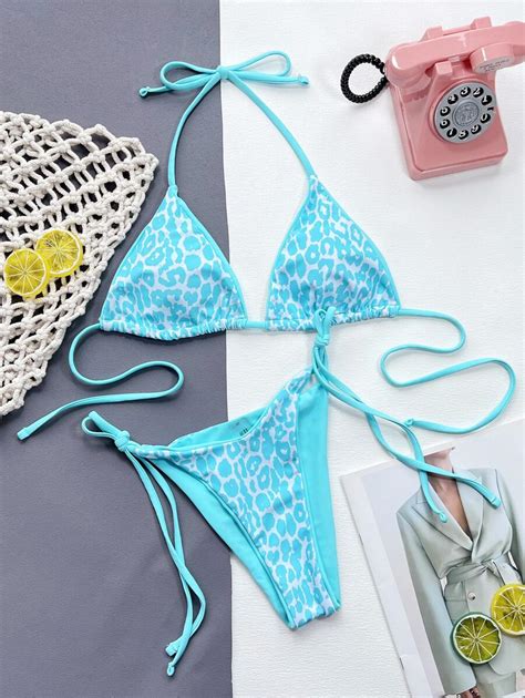 Swim SXY Pcs Set Women Summer Beach Leopard Print Halter Tie Sexy Bikini Swimwear Set