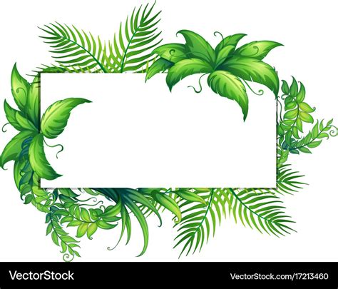 Border Template With Green Leaves Royalty Free Vector Image