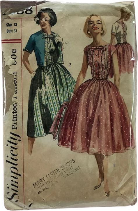 Vintage 50s Day Dress Jacket Sewing Pattern Simplicity By Simplicity Shop Thrilling One