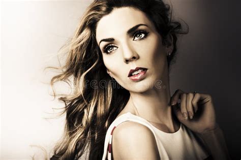 Amazing Brunette Woman Beautiful Long Wavy Hair Stock Photo Image Of Dream Beauty