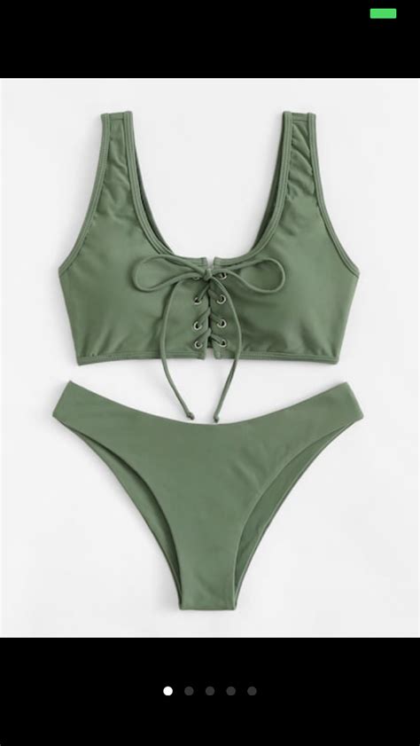 Plaid High Cut Bandeau Bikini Set S Red Artofit