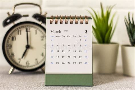 Calendar For March 2024 Desk Calendar For Planning Stock Image