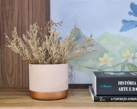 Cachepot Nude E Cobre Em Cimento Item De Decora O Mart Nunca Usado Enjoei