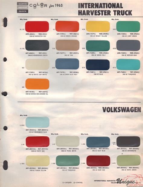 Volkswagen Paint Chart Color Reference Paint Charts Volkswagen Color