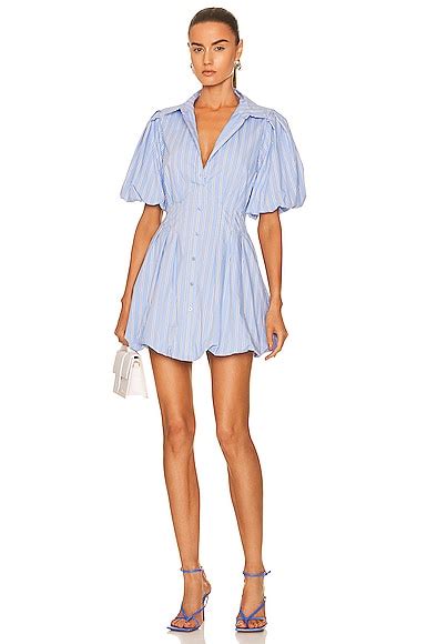 Jonathan Simkhai Cleo Balloon Pintuck Mini Dress In Classic Blue Stripe