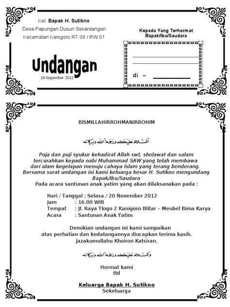 Contoh Undangan Santunan Anak Yatim - 49+ Koleksi Gambar