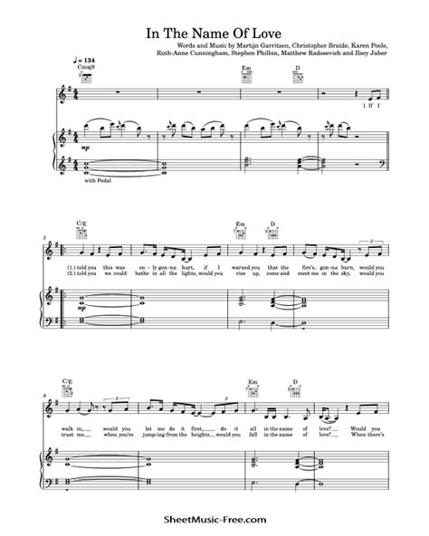 In The Name Of Love Sheet Music Martin Garrix & Bebe Rexha - ♪ SHEETMUSIC-FREE.COM