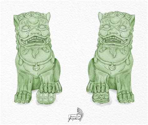 Green Foo Dog Art Foo Dog Painting Foo Dog Chinoiserie Foo Dog ...