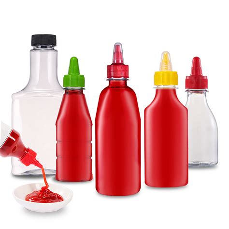 Disposable Condiment Container Non Drip Plastic Squeeze Sauce Jar Ketchup Chili Honey Hot Sauce