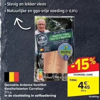 Gerookte Ardense Forelfi Let Kwaliteitsketen Carrefour Promotie Bij