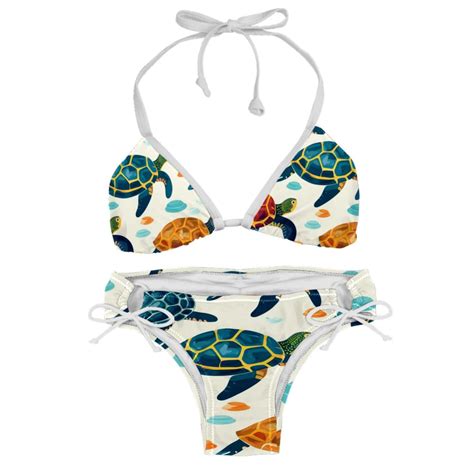 Turtle Seamless Detachable Sponge Adjustable Strap Bikini Set Two Pack