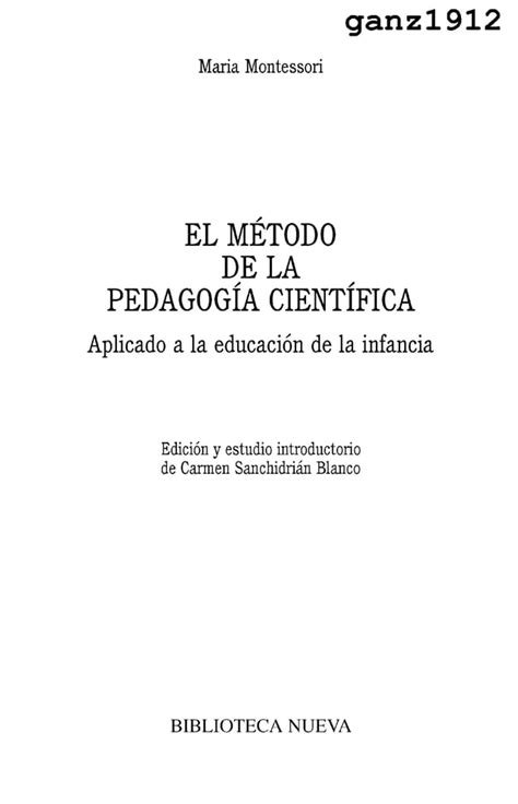 Montessori M El Método De La Pedagogía Científica Ocr [por