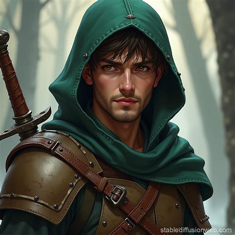 A Male Human Rogue In Light Leather Armor Stable Diffusion Online