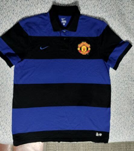 Nike Manchester United Polo Shirt Black Blue Cotton Shirt Mens Extra