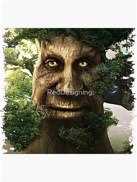 "Wise Mystical Tree Face Old Mythical Oak Tree Funny Meme" Sticker for ...