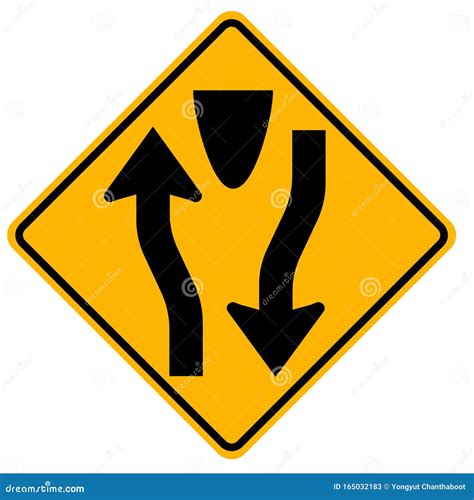 Divided Highway Begins Traffic Road Signvector Illustration Isolate