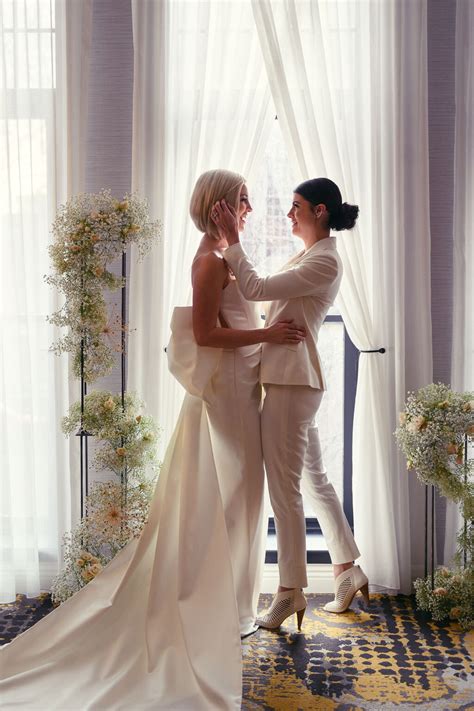 Lgbtq Same Sex Wedding Ideas Modern Bride Suit Backless Wedding Dress Beth Chapman Styling