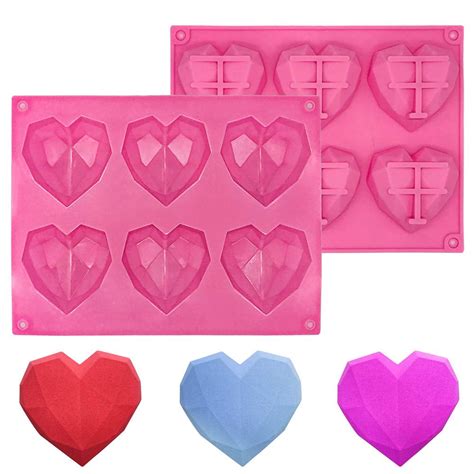 Pack Diamond Heart Silicone Mold For Valentine S Day Cavities Non