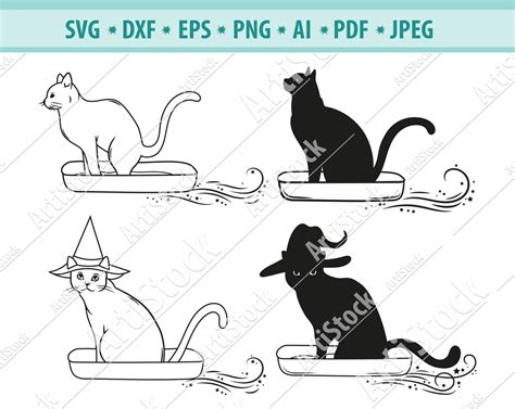 Funny Cat Svg, Cat Litter Box Svg, Cat on Litter Box Svg, Litter Tray Svg, Cat in Witch Hat Svg ...