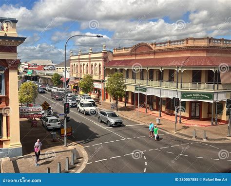 aerial landscape view  maryborough queensland australia editorial