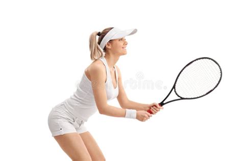 Fille Blonde Jouant Le Tennis Image Image