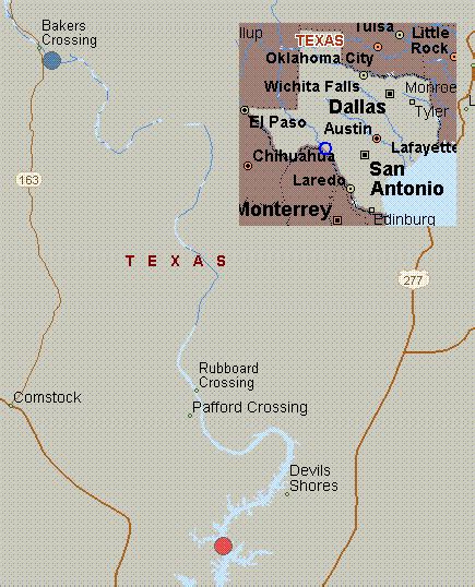 Map for Devils River, Texas, white water, SH 163 to Rough Canyon Marina