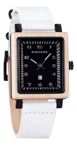 Reloj Unisex Bobo Bird Gt Cuadrado Con Bisel Blanco Color Fondo Nude Color Negro
