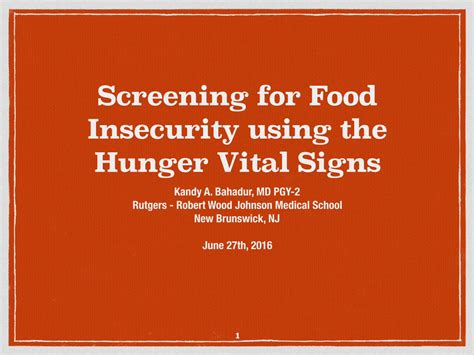 Pdf Screening For Food Insecurity Using The Hunger Vital Signs