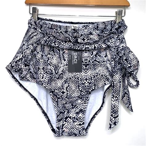 DACI Swim Nwt Daci Black White Snake Print Swimsuit Bikini Bottom
