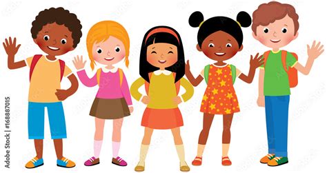 Stock Vector Cartoon Illustration Of A Group Of Children Students Stock
