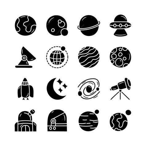 Premium Vector Space Vector Solid Hand Draw Icon Set 3