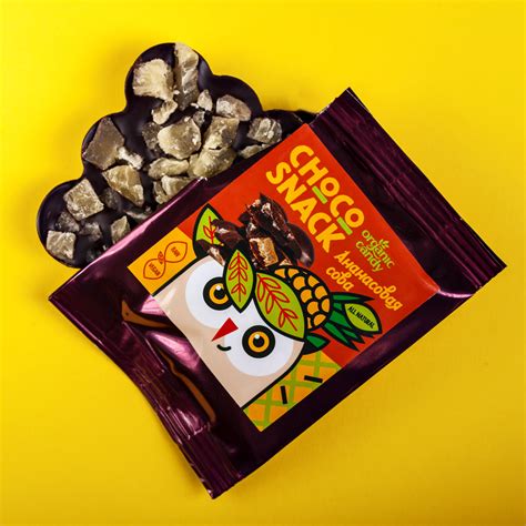 Organic Candy Шокоснек "Ананасовая сова" / натуральный горький шоколад ...