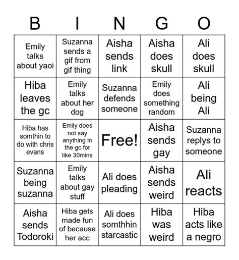 Gay Gc Bingo Card
