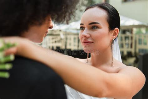 Lesbian Woman In Wedding Dress Hugging Stock Photo Image Of Girlfriends Couple 229926788