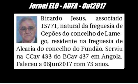 Notas De Bito Publicadas No Jornal Elo Da Adfa De Outubro De