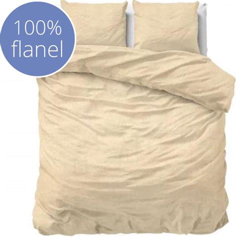 Droomtextiel Luxe Flanel Dekbedovertrek Uni Nude Geel Lits Jumeaux X Cm Bol