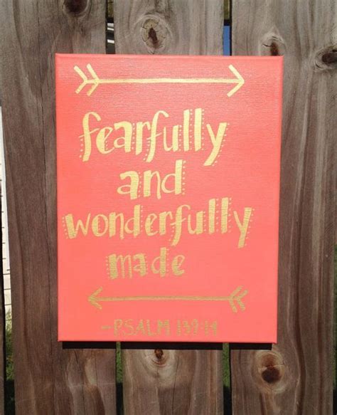 Bible Verse Canvas Art Hand Lettered Coral And Gold Fearfully