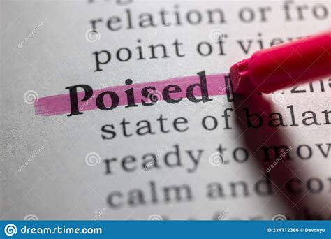 dictionary definition  poised stock photo image  macro concept