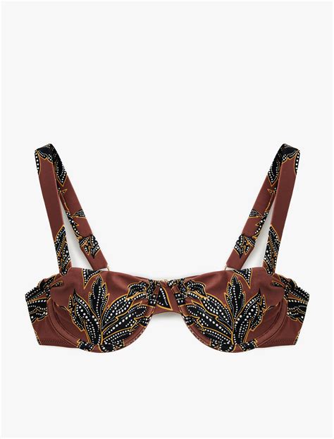 Kahve Kadın Çiçek Desenli Balenli Bikini Üstü 5SAK10040MM Koton