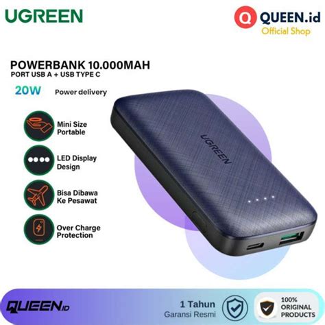 Jual UGREEN Power Bank Mini 10000 mAh 20W PD USB + Type C Dual Port ...