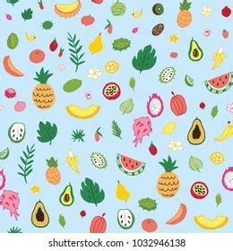 Tropical Fruits Vector Illustrations Set Stock Vector Royalty Free