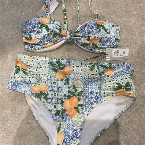 Womens Orange Detail Bikini Brand New With Tags Depop