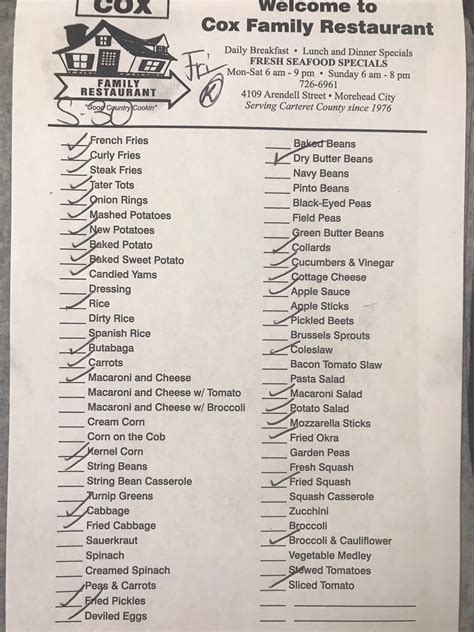 Cox Family Restaurant | Morehead City NC