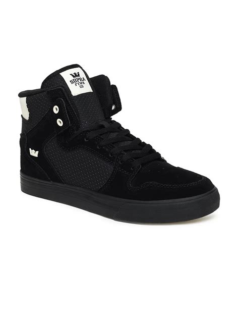 Buy Supra Men Black Vaider Mid Top Suede Sneakers Casual Shoes For